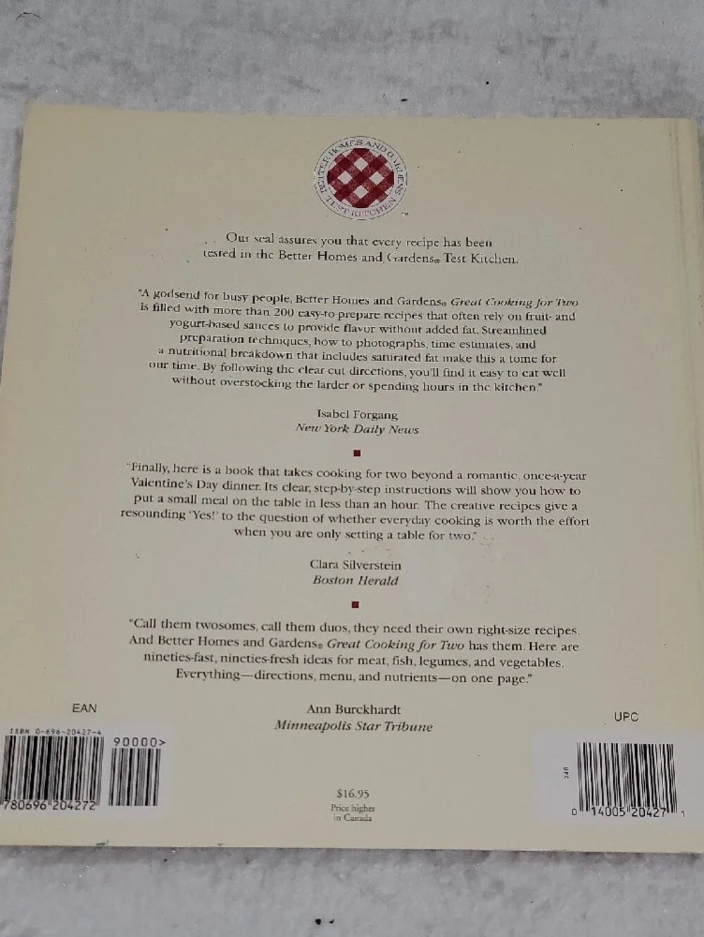 Better Homes and Gardens Great Cooking for Two - Soft Cover Cookbook
